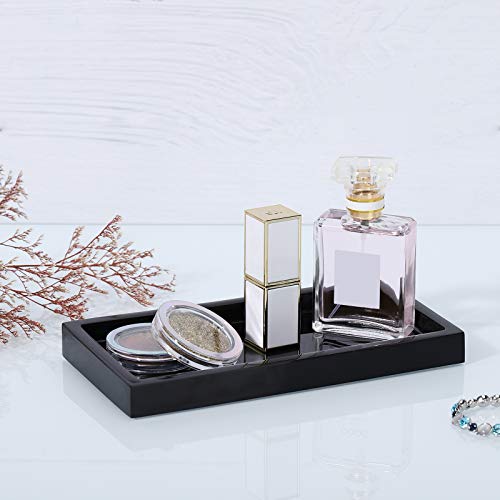 Emibele Bathroom Vanity Tray Countertop, 8" Rectangular Marble Resin Tray | Dresser Kitchen Sink Tray, for Jewelry Cosmetic Perfume Soap Candle, Compact Lightweight Waterproof, Mini Size, Black - color: Black, size: 7.7" x 3.9" x 0.8"