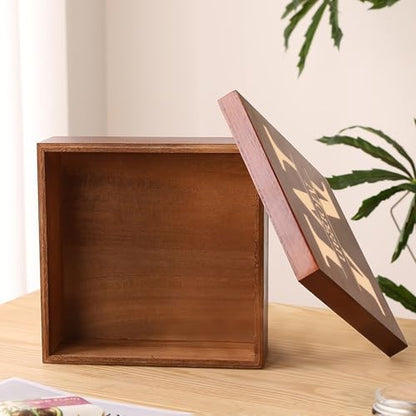 Personalized Wooden Keepsake Box with Monogram, Custom Memory Box with Name | Rustic Storage Chest for Photos & Mementos, Customize Wood Gift Box for Men Women, for Christmas Birthday Wedding Graduation - size: 7.7"L x 7.7"W x 3.9"H, style: Monogram