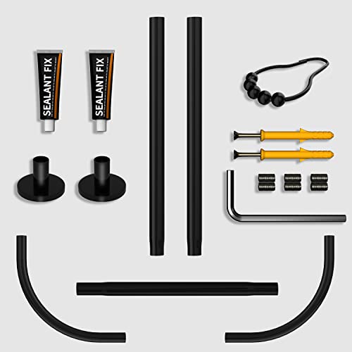 U Shower Curtain Rod Adjustable Stainless Steel U Shaped Rack Drill Free Install for Bathroom, Bathtub, Clothing Store (Black U Shaped, Length on both sides:31.5"-47",Middle width:34.7"-43") - color: Black U, Length on both sides:31.5"-47",Middle width:34