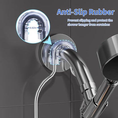 DAOYA Shower Caddy Hanging - Over Shower Head Caddy, 0.82 inch Universal with 2 Shelves, Soap Holder, Toothbrush Holder & Reusable Suction Hook, Complete Silver Bath Organizer Set