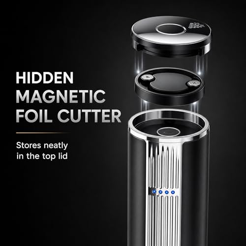 BLUBYEES Electric Wine Bottle Opener with Charging Base & Built-in Foil Cutter – Rechargeable Intelligent Touch-Activated Automatic Corkscrew – Luxury Christmas Wine Gifts for Women, Men, Seniors | Automatic touch-activated cork removal and ejection, Buil