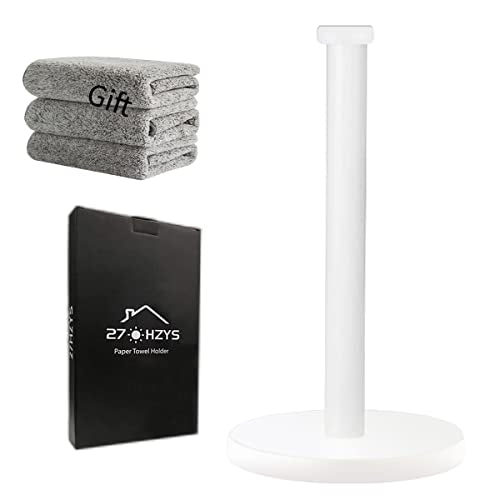 White Paper Towel Holder - Countertop Standing Holder for Kitchen - color: White
