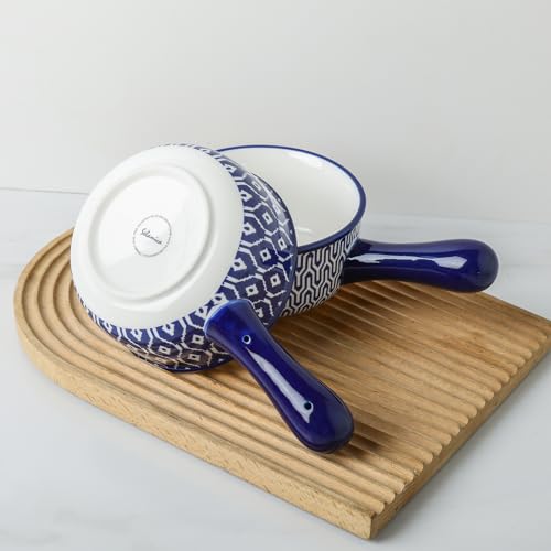 Selamica Ceramic Soup Crocks With Handles, 15 OZ French Onion Soup Bowls, Oven Safe Soup Bowls For Cereal, Stew, Chilli, Pot Pies, Baking, Microwave Dishwasher Safe, Set of 4, Vintage Blue