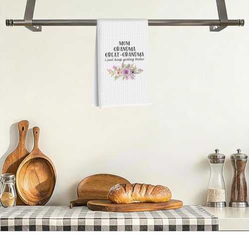 Great Grandma Dish Towels - Great Grandma Gifts Waffle Weave Kitchen Towels | Grandma Hand Towel, Grandma Tea Towel, Grandma Gifts from Grandson Granddaughter Reusable Waffle Weave Microfiber Absorbent - color: Great Grandma