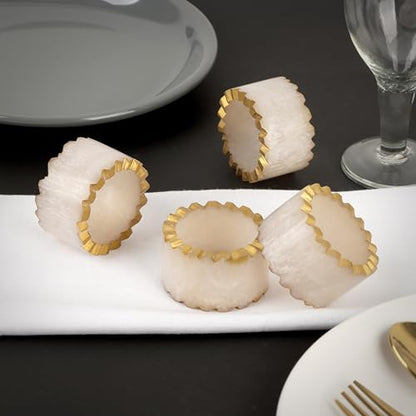 Epoxy Resin Napkin Rings, Rustic, Set of 6 | Epoxy resin, 2x2x1 in. each, smooth finish, reusable, holidays, weddings, dinner parties, family gatherings, artisan - color: Smoky Ivory, size: 2 x 1.2 x 2 - inch (Pack of 6)