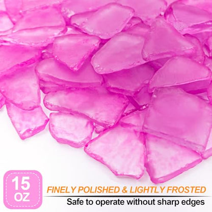 Keedolla 15 Oz Flat Frosted Sea Glass Vase Filler Crushed Tumbled Seaglass Stones Pieces Bulk for DIY Crafts, Wind Chimes, Jewelry Making - Rose Red - color: Rose Red, size: 15 OZ / 0.93 LB