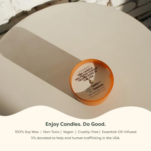 Dignity Series Cedar & Tobacco Scented Candle - 35 Hour Burn | 35 Hour Burn - Made in the USA Luxury Clean Soy Wax Candles - Long Lasting Glass Jar Candle for Home - 1 Wick - 5.3oz - color: Cedar + Tobacco