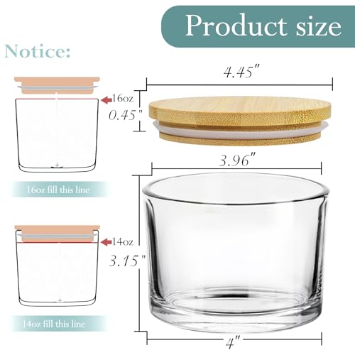 CONNOO 6 Pack 16oz Clear Wide Mouth Glass Candle Jars - color: 6 Pack-Transparent