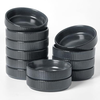 famiware Soy Sauce Dish, 4oz Dipping Bowls Set of 12, Matte Dark Charcoal | Ceramic Individual Dip Sauce Cups/Dishes/Plates, Small Serving Bowls for Side Dishes, Condiments, Sushi, Reactive Glaze - color: Matte Dark Charcoal, size: 12pcs