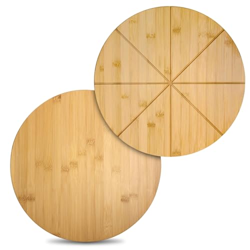 Pizza Cutting Board for 14inch Pizza Bamboo Wood accessories Prep Platter - style: 13.5"