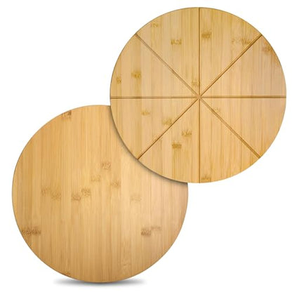 Pizza Cutting Board for 14inch Pizza Bamboo Wood accessories Prep Platter - style: 13.5"