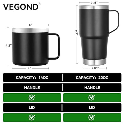 VEGOND 14 oz Insulated Coffee Mug Bulk with Handle, Stainless Steel Travel Coffee Mug with Lid, Double Wall Vacuum Metal Coffee Cup, Coffee Tumbler Powder Coated, Purple 8 Pack - color: Purple, size: 14 Ounces (8 Pack)