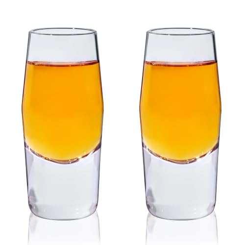 Viski Heavyweight Crystal Shot Glasses Set of 2 for Whiskey, Vodka, Tequila, 2 oz Handmade Home Bar Glasses Gift Set for Bachelor or Bachelorette Party, Groomsmen Gifts, Birthday & Wedding Gifts - style: Heavyweight Shot Glasses