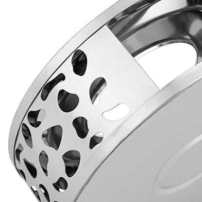 KEILEOHO 3 PCS Teapot Warmer, Stainless Steel Teapot Warmer, Metal Teapot Heater with Tealight Candle Holder, Brushed Coffee Tea Warmer Base for Glass or Ceramic Teapot, Silver