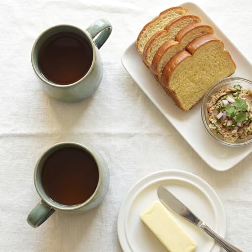Bosmarlin Large Ceramic Coffee Mug Set of 4, 23 Oz, Microwave and Dishwasher Safe, Reactive Glaze, Big Oversized Tea Cup (Pale Green) - color: Teal