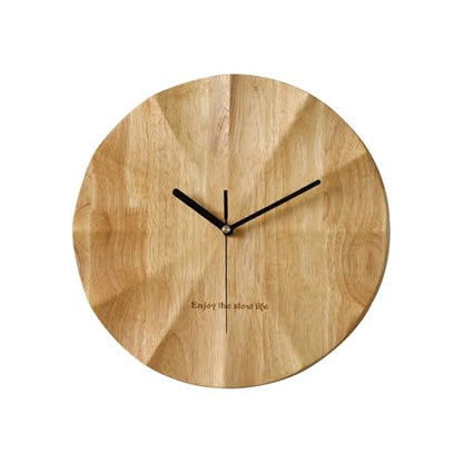 Ergocar Wall Clock, Modern Minimalist Design Wooden Wall Clock Quiet 30 Cm (11.81 Inches) All -Solid Wood Suitable for Living Room, Bedroom, Desktop Decoration, Elderly Gifts
