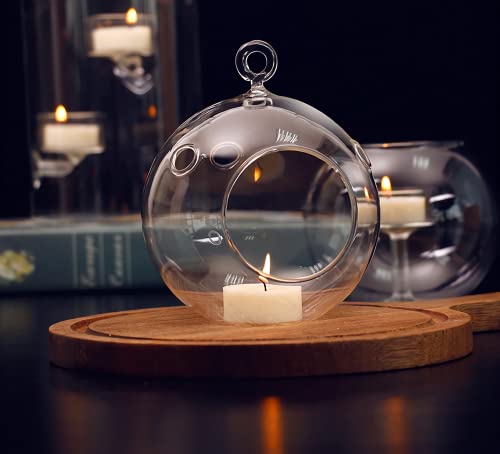18pcs of Hanging Candle Holders - Glass LED Tealight Holders, Glass Globe Plant Terrariums, 3.15"/8cm Hanging Tealight Holder Terrariums for Birthday Party Tree Christmas Wedding Home Decor - size: 18pcs (3.15"Diameter)