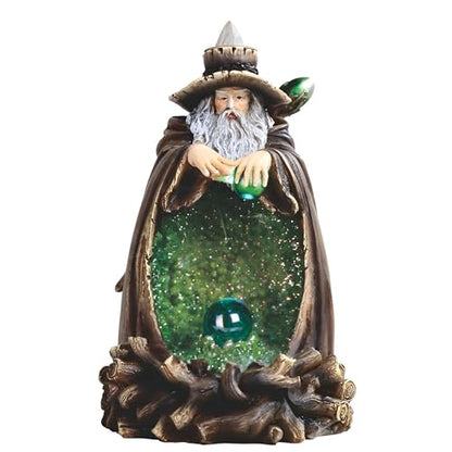 ICE ARMOR 6 .75" H Wizard Backflow Incense Burner with LED Light Incense Holder Statue Sculpture Ornament Decoration Home/Room Decor Ideas