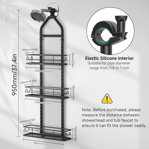 3 Tier Hanging Shower Head Caddy, Adjustable Hanging Shower Caddy Over Showerhead, No Drilling Handing Racks Rustproof for Bathroom Shampoo Soap Storage - style: 3 Tier