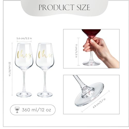 AW BRIDAL Mr and Mrs Wine Glasses Set of 2 for Engagement Bridal Shower | Wedding Gifts for Newlywed Couples 2026, Anniversary Wine Glass Gift Basket for Bride Groom and Fiance Fiancee - style: Mr & Mrs - Black