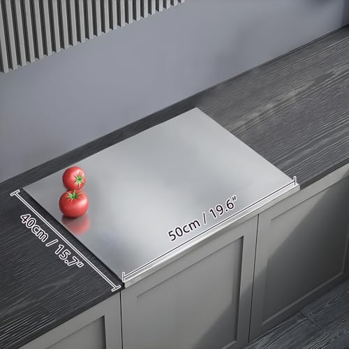 304 Stainless Steel Cutting Board – Stainless Steel Kitchen Chopping Boards Non-Slip, Dishwasher Safe – Ideal for Meat, Vegetables, Fruits, Bread & Baking – Commercial & Home Use (19.6 * 15.7in) - size: 19.6"L x 15.7"W