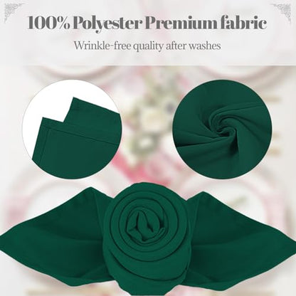 PLOYMONO Hunter Green Cloth Napkins - 8 Pack 17" x 17" Polyester Napkins | Heavy Duty 180 GSM Cloth Napkins with Hemmed Edges - Great for Restaurants, Weddings, Parties, Banquets Dinner - color: Hunter Green