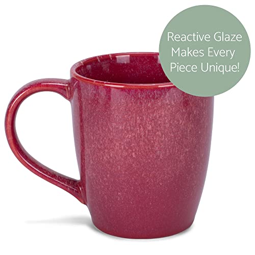 Elanze Designs Reactive Glaze 17 ounce Ceramic Curved Body Mugs Set of 4, Maraschino Red - color: Maraschino Red