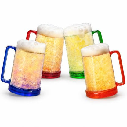 Lily's Home Freezer Beer Mugs - Set of 4 Freezable Gel-Filled 16 oz BPA-Free Acrylic Frozen Mugs for Outdoor Entertaining and Gifting - style: Clear(16oz)