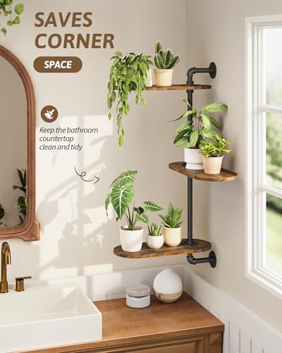 GENTINGBRO Window Plant Shelves 3-Tier Rotating Plant Stand Industrial Window Plant Shelf Wood - color: Black, size: Large