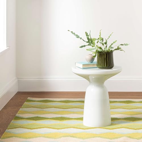Dash & Albert Safety Net Green Geometric Handwoven Wool Runner Rug, 2'6"x8' | Green Handwoven Wool Rug, , / Geometric Pattern - color: Green, size: 2'6" x 8' (Runner)