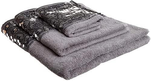Zahari Home Sinatra 3 Piece Bathroom Towel Set Bath Towel Hand Towel Wash Cloth Absorbent, Silver - color: Silver
