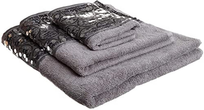 Zahari Home Sinatra 3 Piece Bathroom Towel Set Bath Towel Hand Towel Wash Cloth Absorbent, Silver - color: Silver
