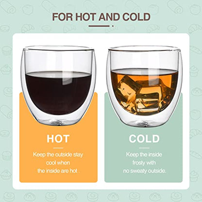 2pcs 8.5OZ/250ml Coffee Glasses Clear Insulated Coffee Mug, Glass Coffee Mug Double Wall Glass Coffee Mugs, Espresso Cup Glass Coffee Cups Double Wall Glass Tumbler For Latte Cappuccino Coffee