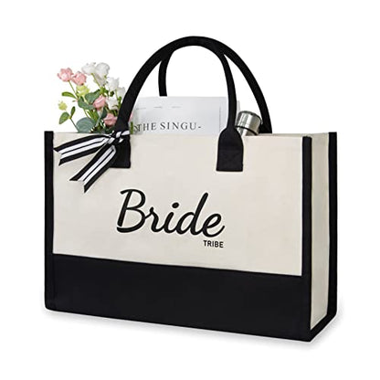 TOPDesign Canvas Tote Bag, Bridal Shower Gifts for Bride, Wedding Bachelorette Bride Gifts Shoulder Bag - style: Bride Tribe