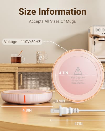 HouseGem Large Candle Warmer Plate - Coffee Cup Mug Warmer for Desk, Candle Melter, Electric Mug Heater for Beverages, Milk & Tea, Coffee Accessories Ideal Gifts Keep Cup Warm (Pink) - color: Pink