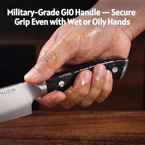 PAUDIN Chef Knife,8 Inch Professional Kitchen Knife Dishwasher Safe,Forged German Stainless Steel Sharp Cooking Knife,Ergonomic G10 Handle Full Tang Meal Prep Knives,Home Restaurant Gift for Men Women - color: Chef Knife - 8 inch