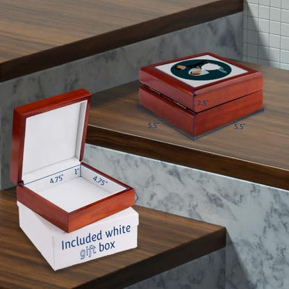 3dRose Cartoon Bride and Groom Holding Both Hands Jewelry Box 7 x 7 inch with 4 inch tile