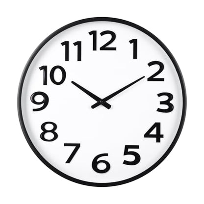 Crosstime 20 Inch Large Wall Clock - Big 3D Numbers Easy to Read, Battery Operated Silent Non-Ticking, Analog Quartz Round Clock - color: 20 Black