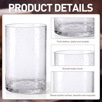 Clear Glass Hurricane Candle Holder Set of 3 Cylindrical Glass Vase Modern Rustic Table Centerpieces for Pillar Candles Wedding Party Home Decor (8 Inch 4.3 Inch 3.5 Inches Height)