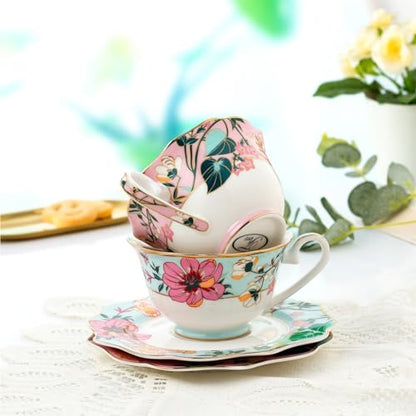 Coffee Cup Set Ceramic Coffee Cup and Saucer Flower Tea Cup Afternoon Tea Set Creative Gift Box Gift