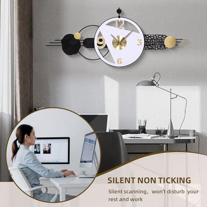 51x21 Inch Modern Abstract Silent Wall Clock Battery Powered | Quartz Movement, Bold Analog Dial, for Bedroom, Hallway, Home Office, Entryway, and Housewarming Gifts - color: O - 51x21 in