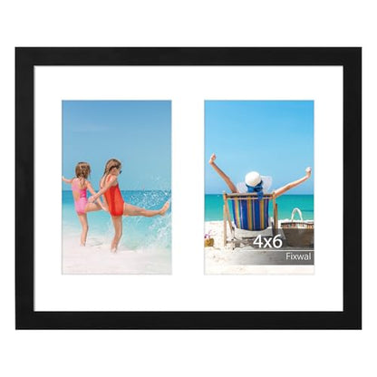 Fixwal 8x10 Collage Picture Frame, Holds Two 4x6 Photos, PVC | Shatter Resistant Plastic Cover, Wall or Tabletop Decor - size: 8x10（2-4x6）