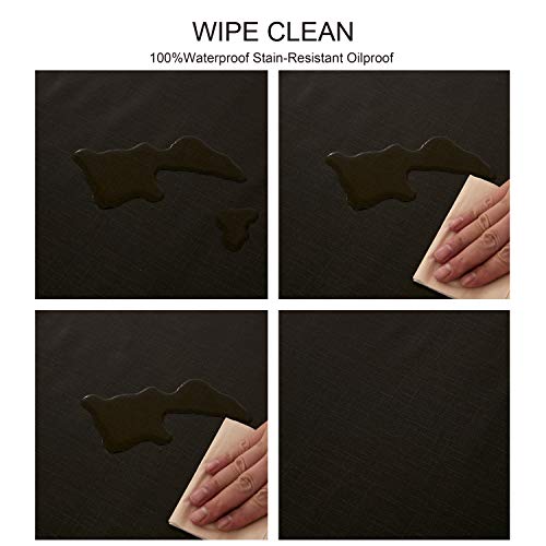 NLMUVW Square Vinyl Tablecloth 48 Inch, 100% Waterproof Oil Proof Spill Proof PVC Table Cloth Wipe Clean Table Cover for Kitchen Dining Picnic, Black - color: Black, size: 48" x 48" (Square)