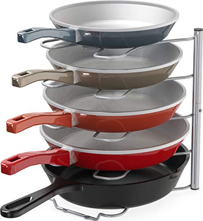 Deco Brothers Pan Organizer Rack for Kitchen Cabinet and Counter, Silver - color: Silver