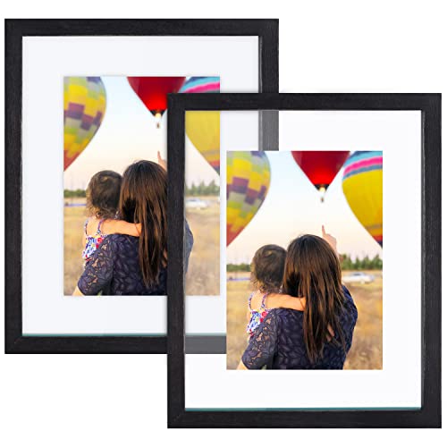 DLQuarts 8x10 Floating Photo Picture Frame, Floating Display for 6x8, 5x7, 3.5x5, or Full Display 8x10 Photos, Solid Wood, 2 Pack, Charcoal Black - color: Charcoal Black, size: 8x10