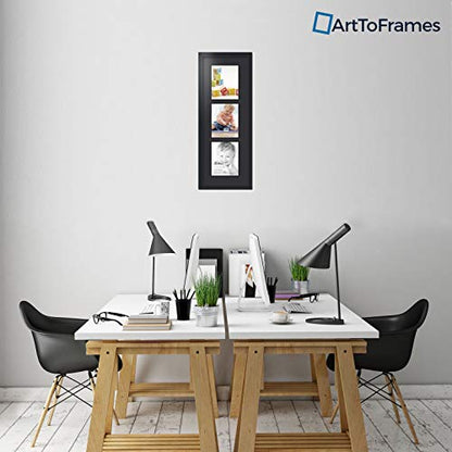 ArtToFrames Collage Photo Frame Double Mat with 3 - 8x10 Openings and Satin Black Frame - color: Black, size: 3 - 8x10