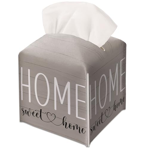 Brown Home Decor Tissue Box Cover Modern Square Leather Tissue Case Holder Gifts for Women Family and Friends, Decorative Holder/Organizer for Bathroom Kitchen Nightstand Office Home - B52 - color: Brown Home