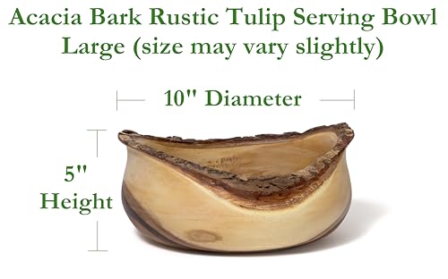 Lipper International 1094 Acacia Rustic Tulip Serving Bowl, Medium