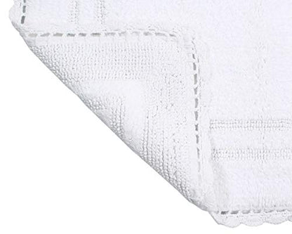 Home Weavers Casual Elegance Reversible Bathmat 100% Cotton Bathroom Rugs Set, Washable Rug, Extra Soft and Absorbent Bath Rug, Kitchen Mat, Bath Mat Set, Non Slip Mat, 24"x40" Rectangle, White - color: White, size: 2' x 3'4" (Rectangular)