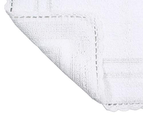 Home Weavers Casual Elegance Reversible Bathmat 100% Cotton Bathroom Rugs Set, Washable Rug, Extra Soft and Absorbent bath Rug, Kitchen Mat, Bath Mat Set, Non Slip Mat, 3 Piece Set with Contour, White - color: White, size: 1'9" x 2'10" (Rectangle, Contour